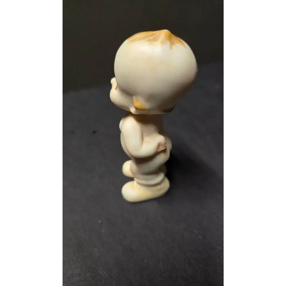 Vintage Beige Porcelain Kewpie Doll Baby Figurine Hand Painted Small Cute Decor